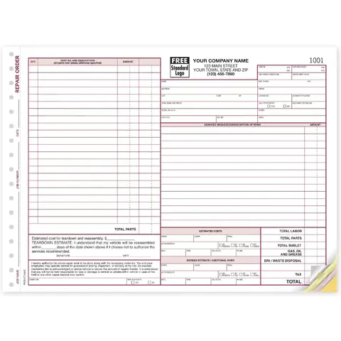 6583C - California Auto Repair Orders, Custom Printed