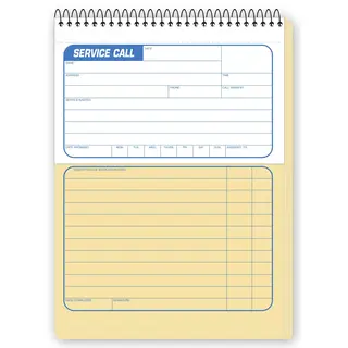 Spiral-Bound Pre-Numbered Book for Service Calls