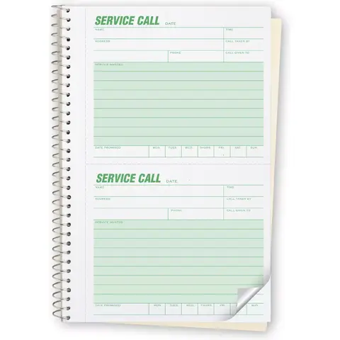 Service Call Forms - Spiral-Bound - 2 per Page