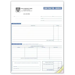 Custom Printed Contractor Invoice