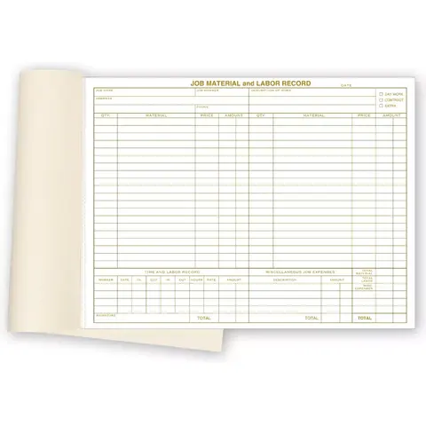 Padded Material & Labor Records Book