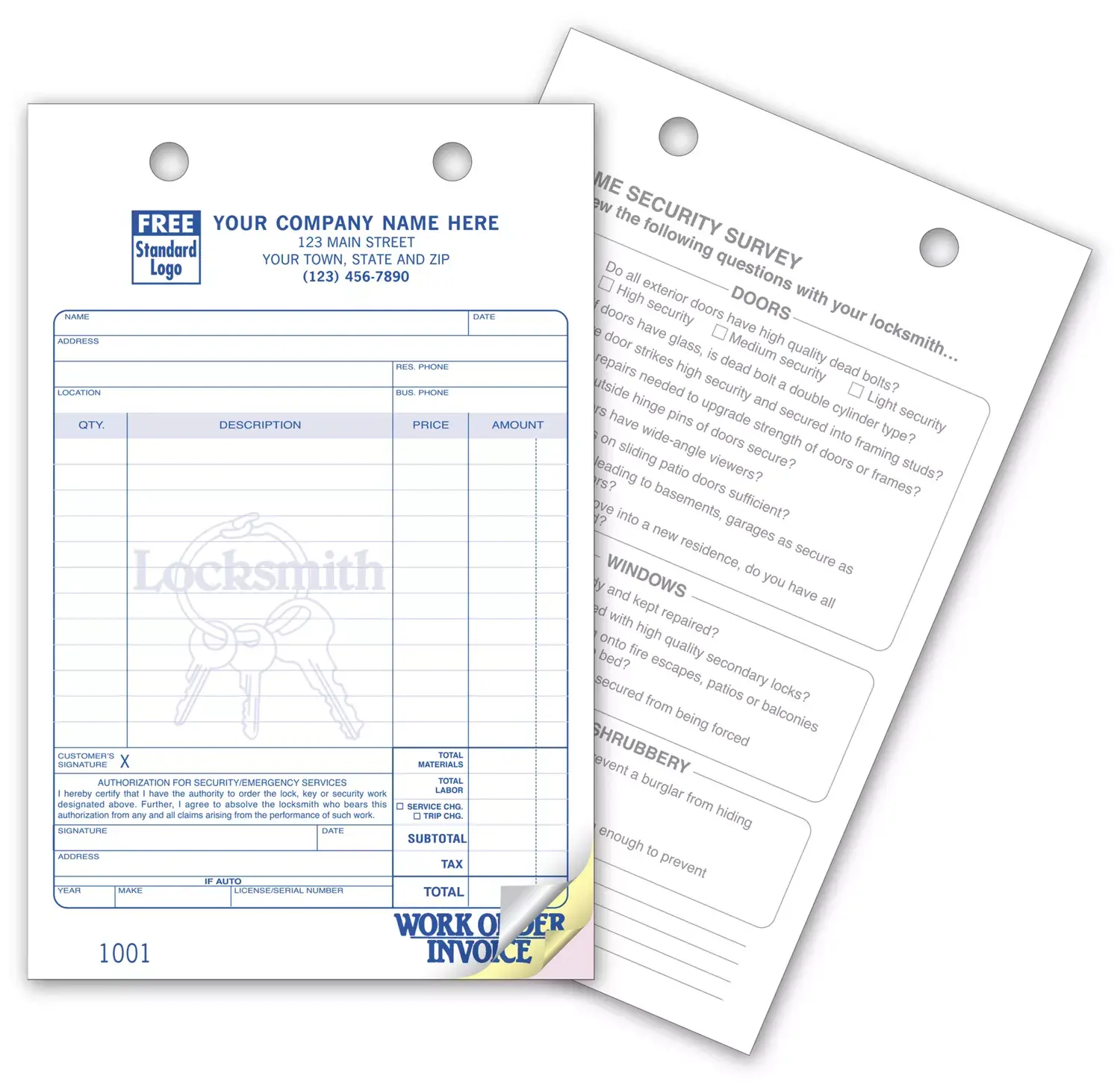 619 - Locksmith Order Forms