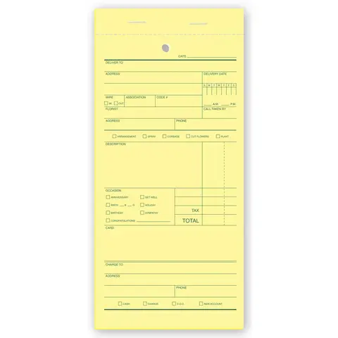 Florist sales order pads
