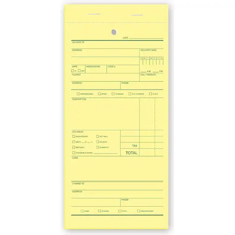 Florist sales order pads