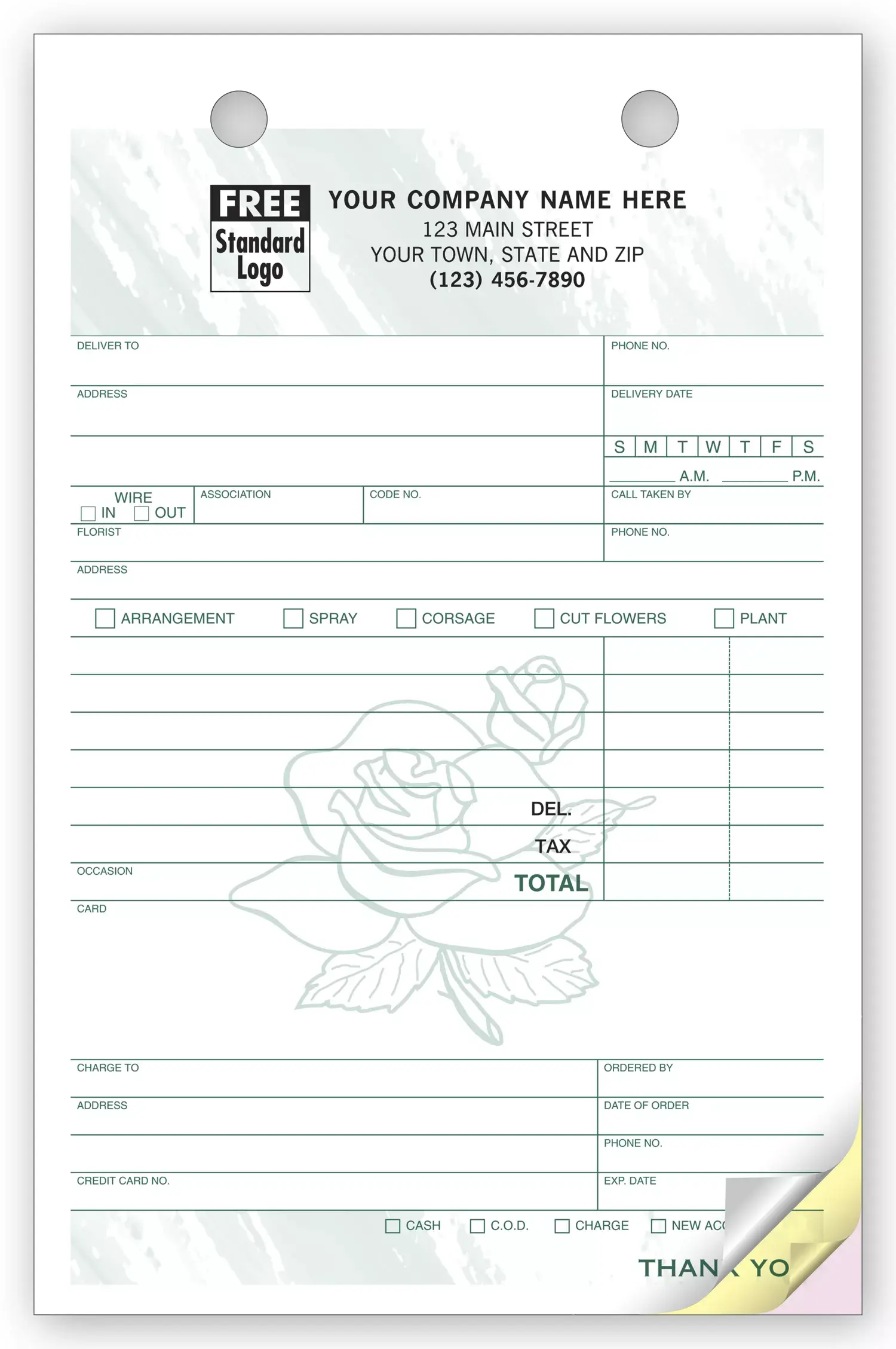 Flower Order Forms - Color Collection