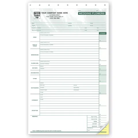 675T - Wedding Flower Order Forms