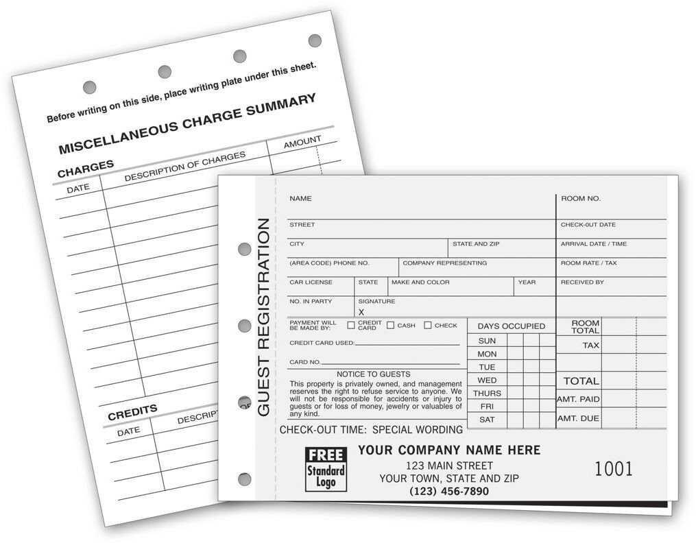 520 - Carbon Copy Hotel Guest Registration Forms