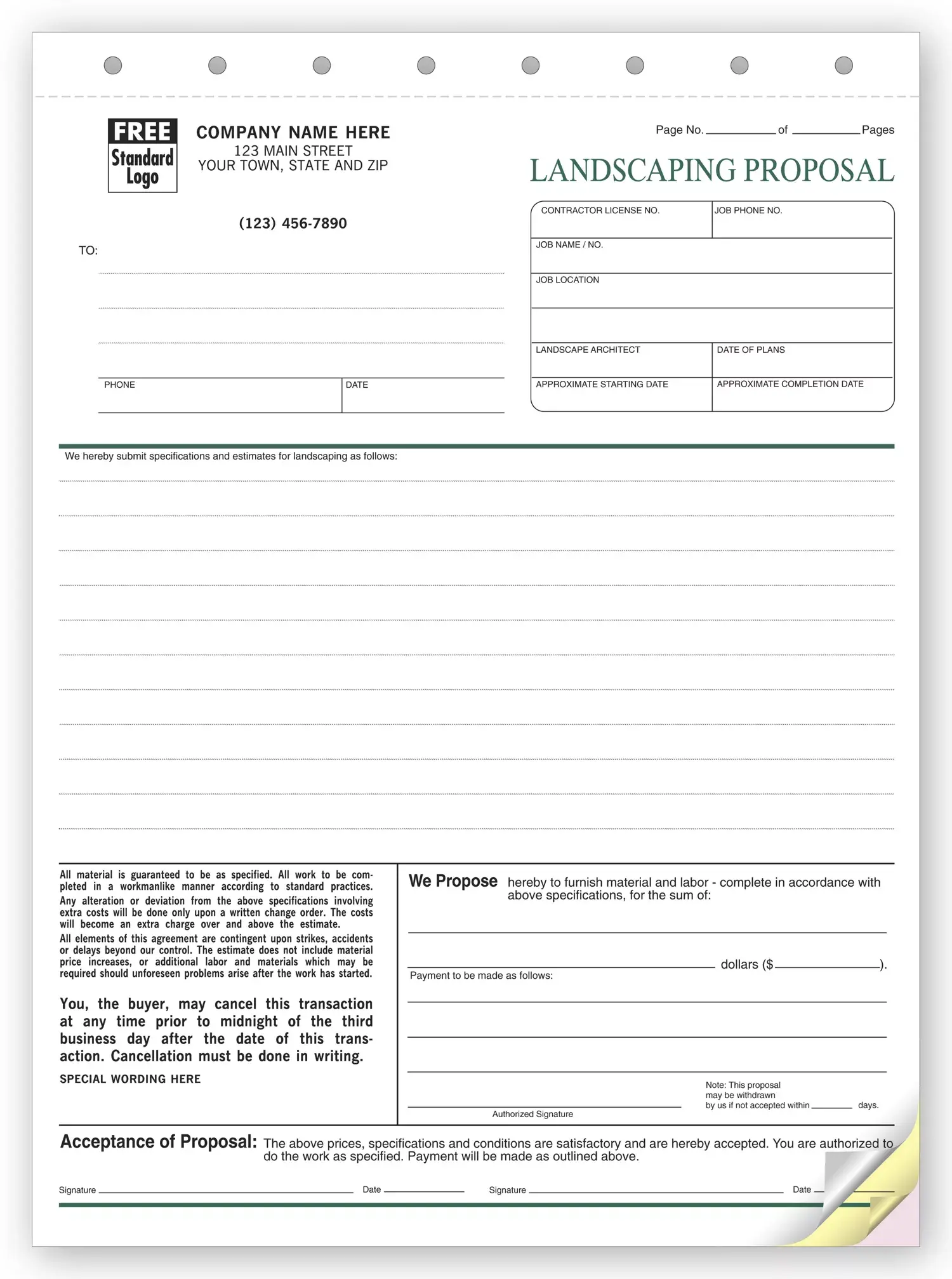 5568 - Custom Printed Landscaping Proposals