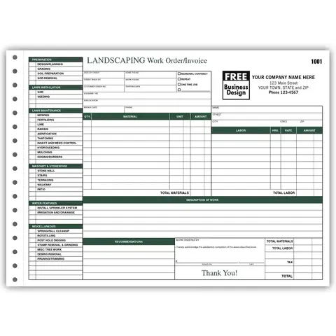6537 - Landscaping Work Order Forms