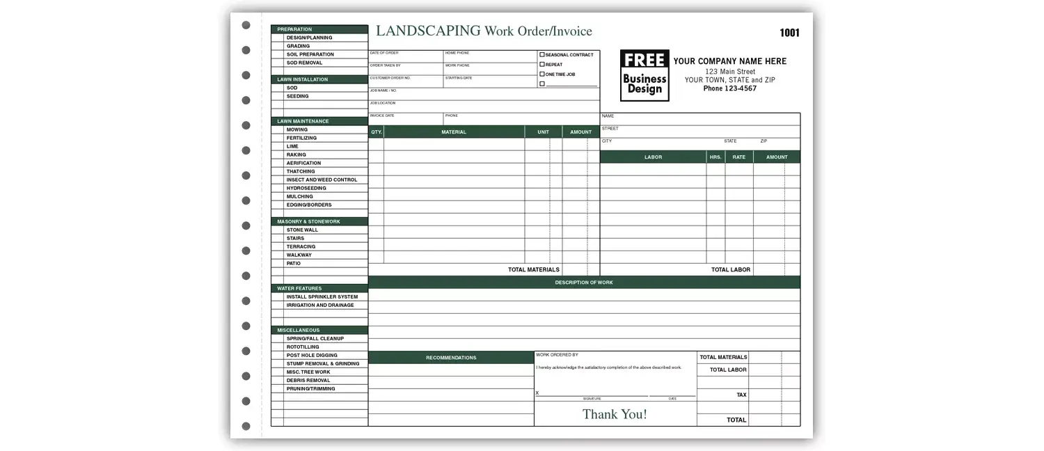 6537 - Landscaping Work Order Forms