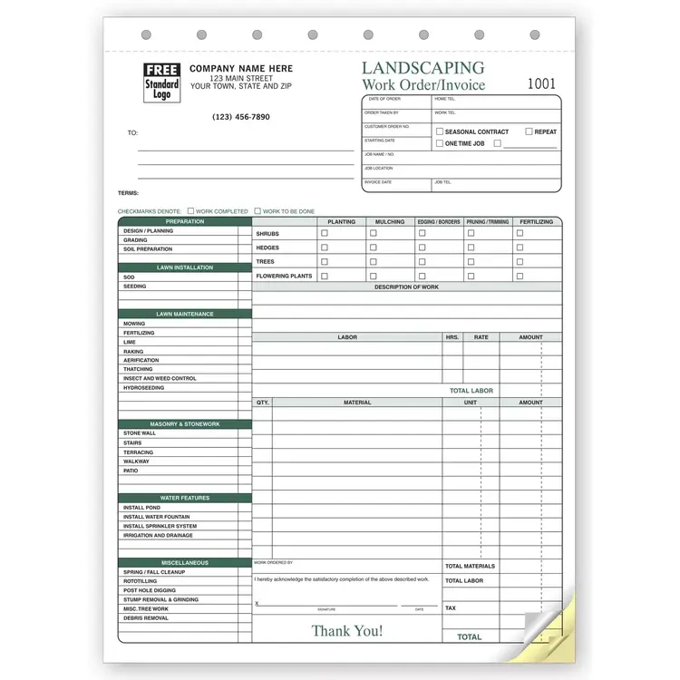 6570 - Landscaping Work Order Forms