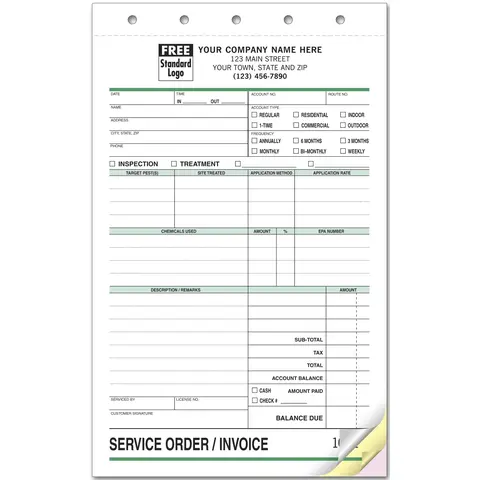 6575 - Custom Printed Pest Control Invoices