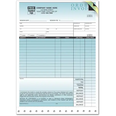 735 - Photography Service Invoices + Envelope