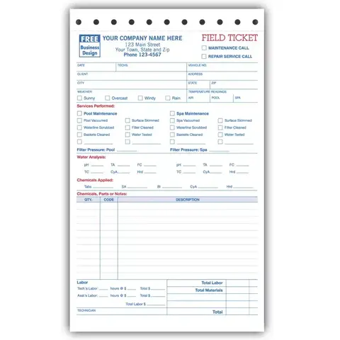 6578 - Pool / Spa Field Tickets