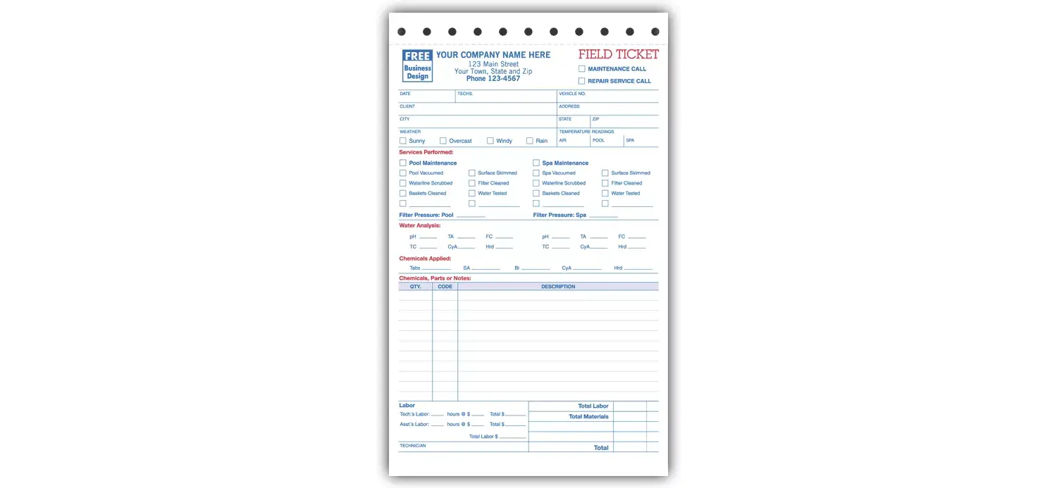 6578 - Pool / Spa Field Tickets