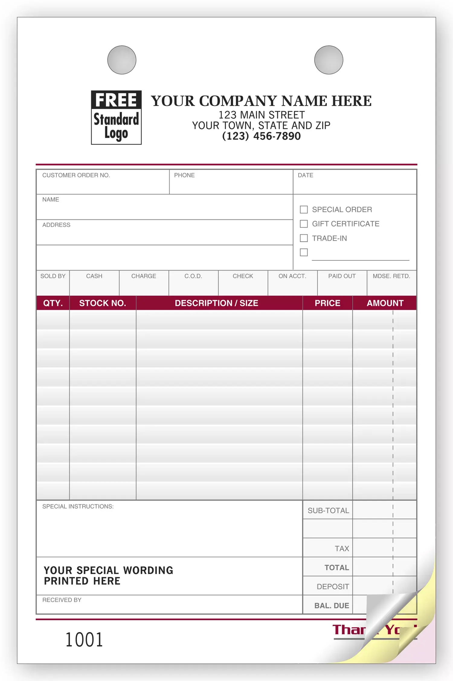 Retail Register Forms