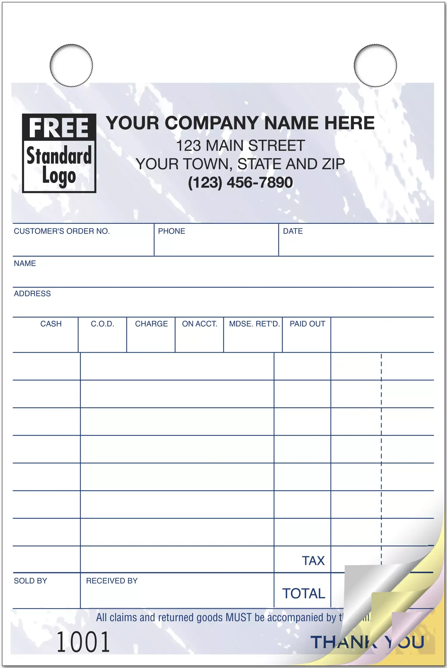 609T - Small Custom Printed Order Forms