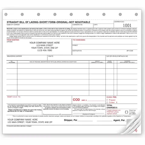 6205 - Short Form Straight Bills of Lading