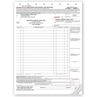 6225 - Carbonless Straight Bills of Lading  - Hazardous Materials