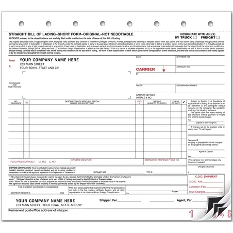 Small Freight Bills Of Lading