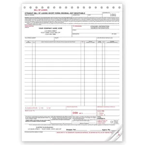 Carbonless Bills of Lading - Large Format