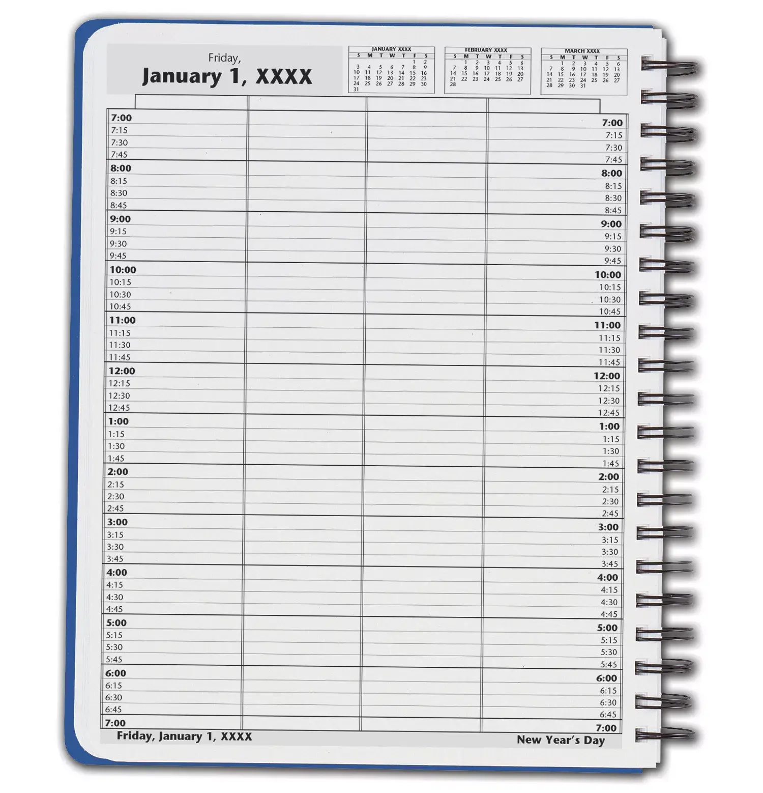 DayScan Wire Bound Appointment Book, 7:00 am to 7:00 pm