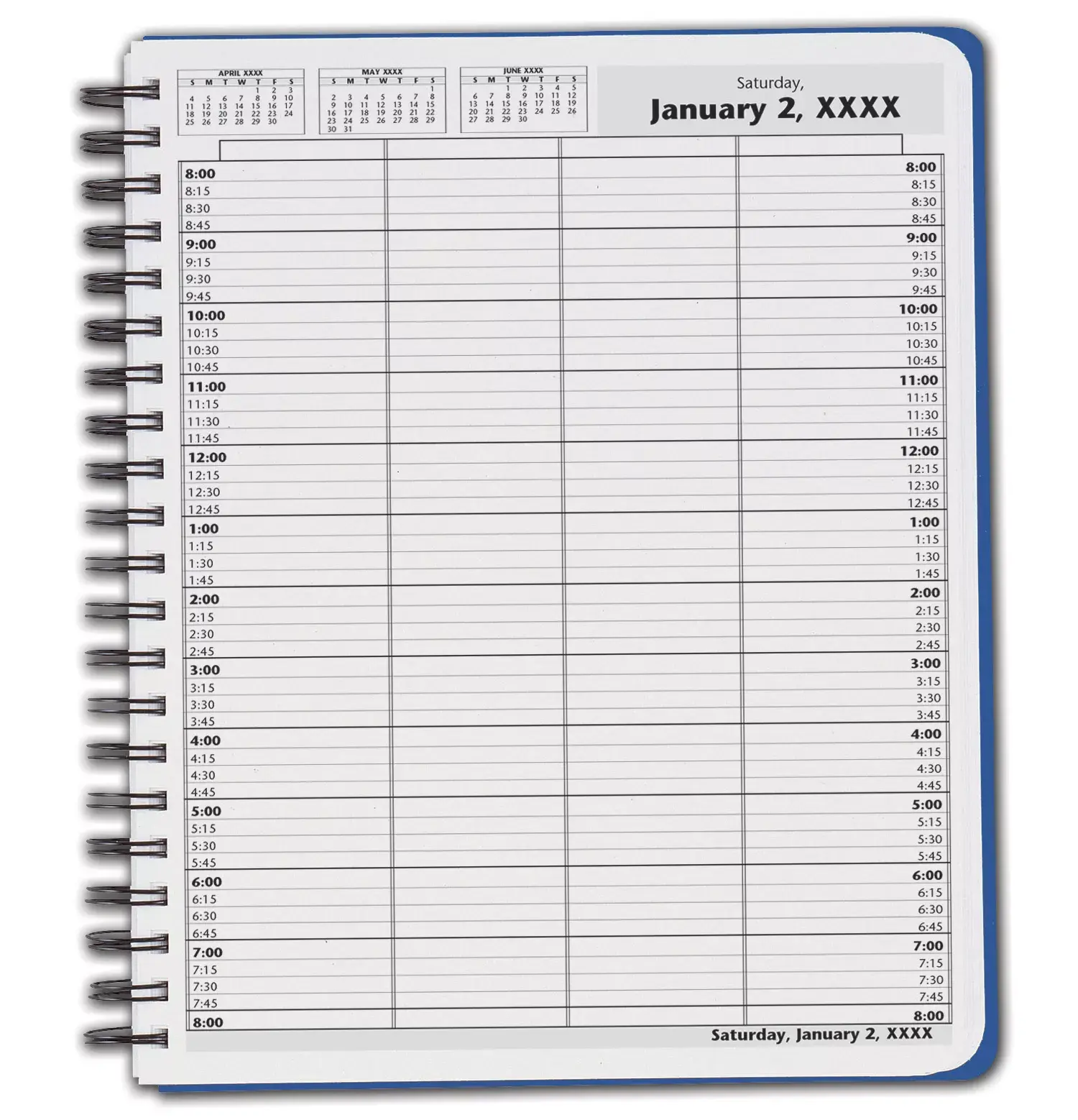 DayScan Wirebound Appointment Book, 8:00 am to 8:00 pm