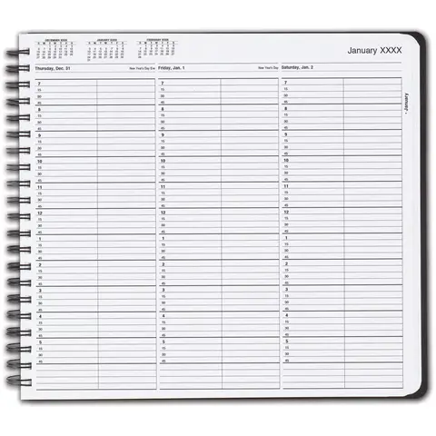 TimeScan 2 Columns Wirebound Appointment Book, 7:00 am to 6:00 pm, 15 Minute Intervals