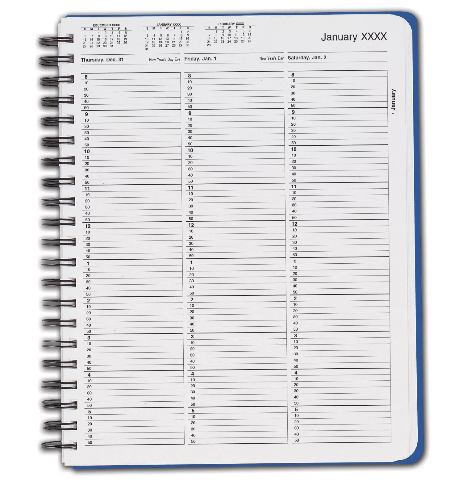 TimeScan 1 Column Wirebound Appointment Book, 8:00 am to 6:00 pm, 10 Minute Intervals