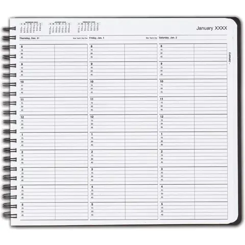 TimeScan 2 Columns Wirebound Appointment Book, 8:00 am to 6:00 pm, 15 Minute Intervals
