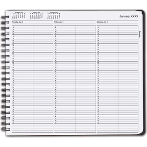 TimeScan 2 Columns Wirebound Appointment Book, 8:00 am to 7:00 pm, 15 Minute Intervals