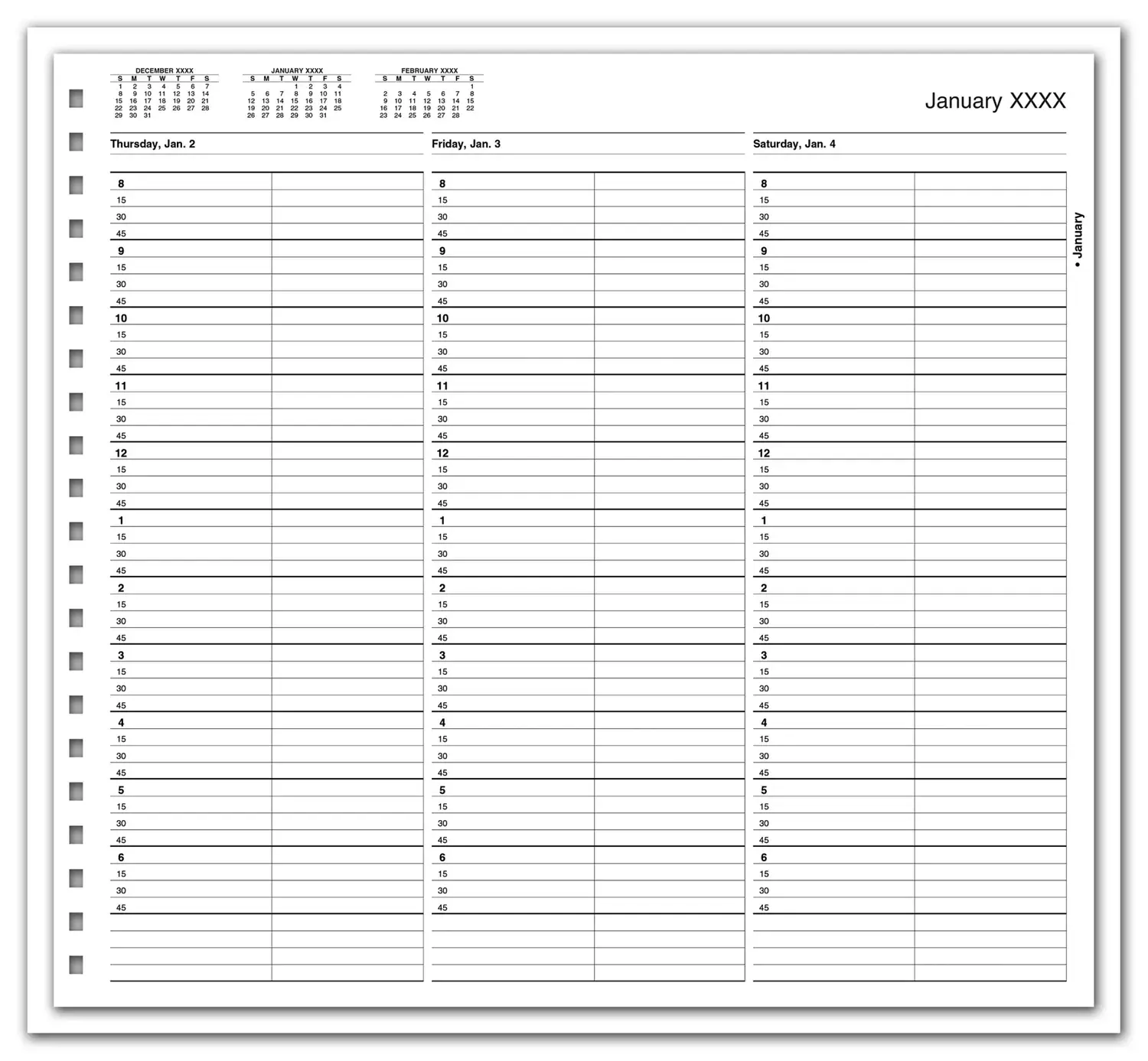 TimeScan 2 Columns Wirebound Appointment Book, 8:00 am to 7:00 pm, 15 Minute Intervals