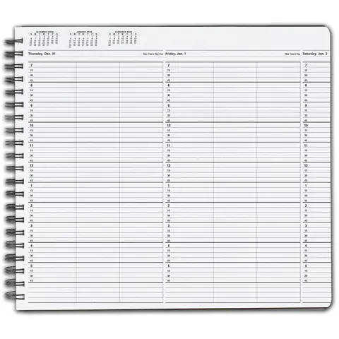 TimeScan 3 Columns Wirebound Appointment Book, 7:00 am to 6:00 pm, 15 Minute Interval