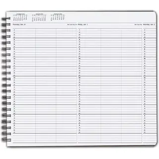 TimeScan 3 Columns Wirebound Appointment Book, 7:00 am to 6:00 pm, 15 Minute Interval