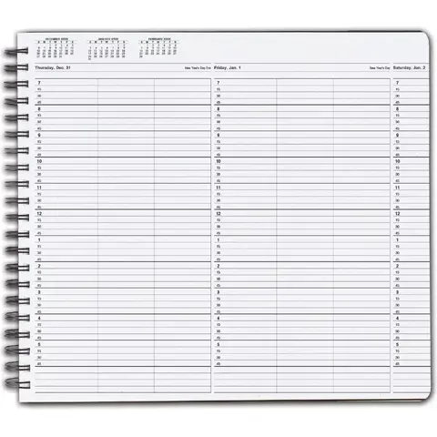 TimeScan 3 Columns Wirebound Appointment Book, 7:00 am to 6:00 pm, 15 Minute Interval