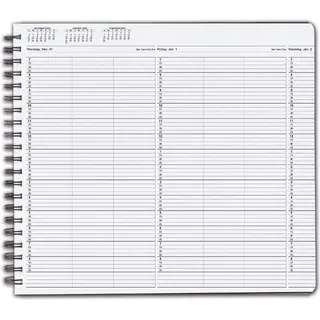 TimeScan 3 Columns Wirebound Appointment Book, 7:00 am to 9:00 pm, 15 Minute Interval