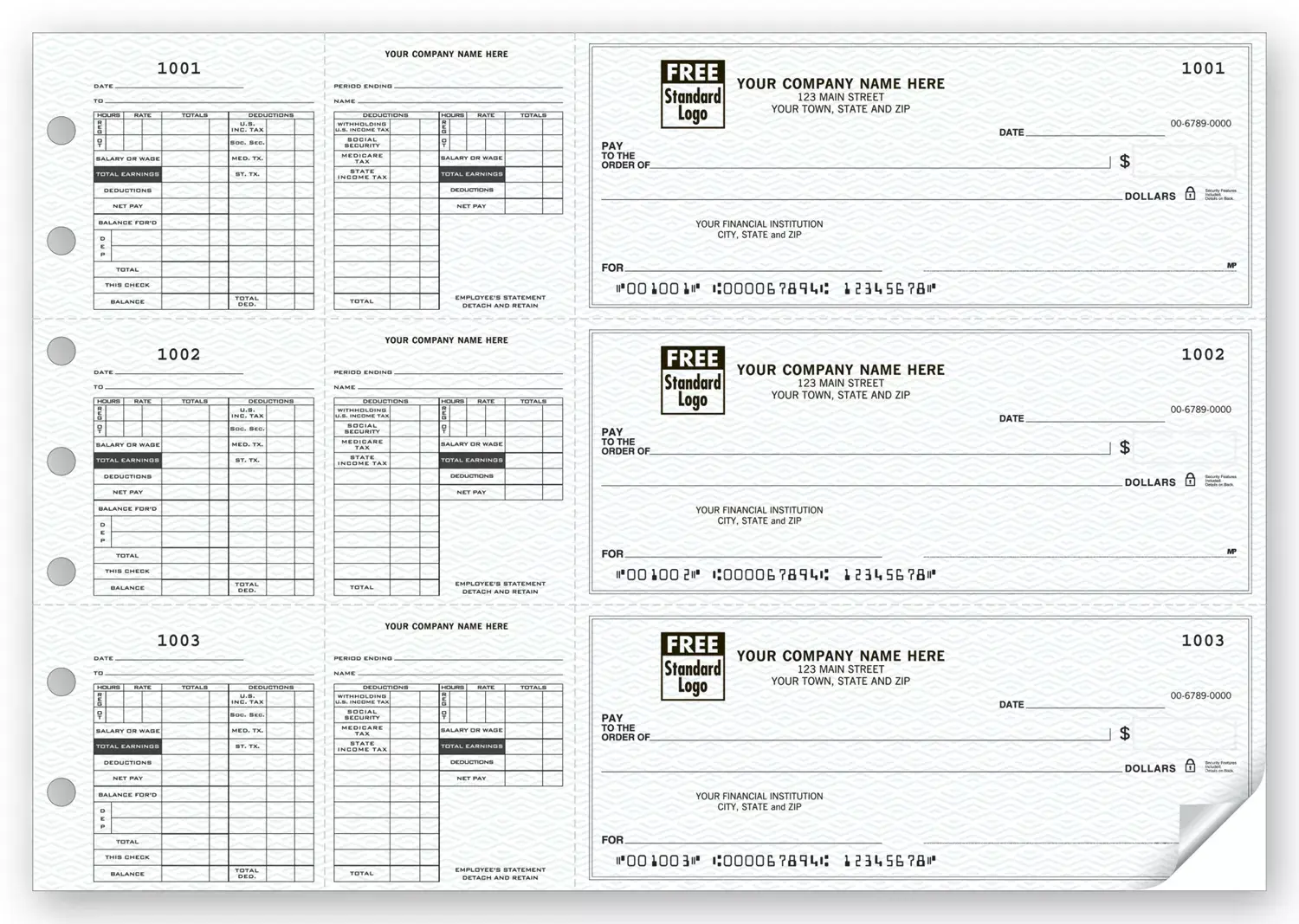 Custom 3-To-A-Page Payroll Checks with Maximum Deductions