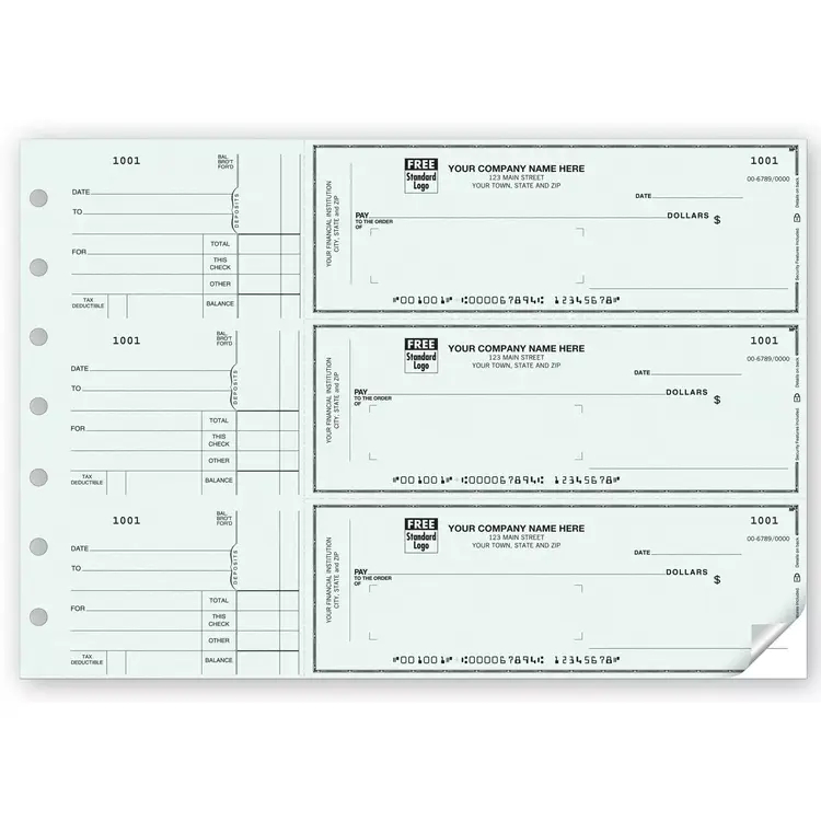 Custom 3-To-A-Page Blue Business Checks