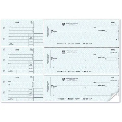 Custom 3-To-A-Page Blue Business Checks