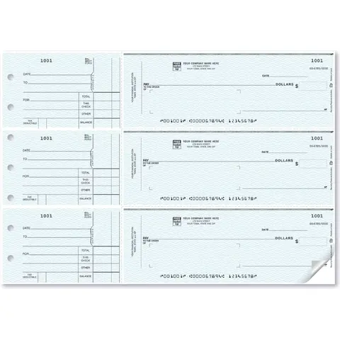 Custom 3-To-A-Page Blue Business Checks