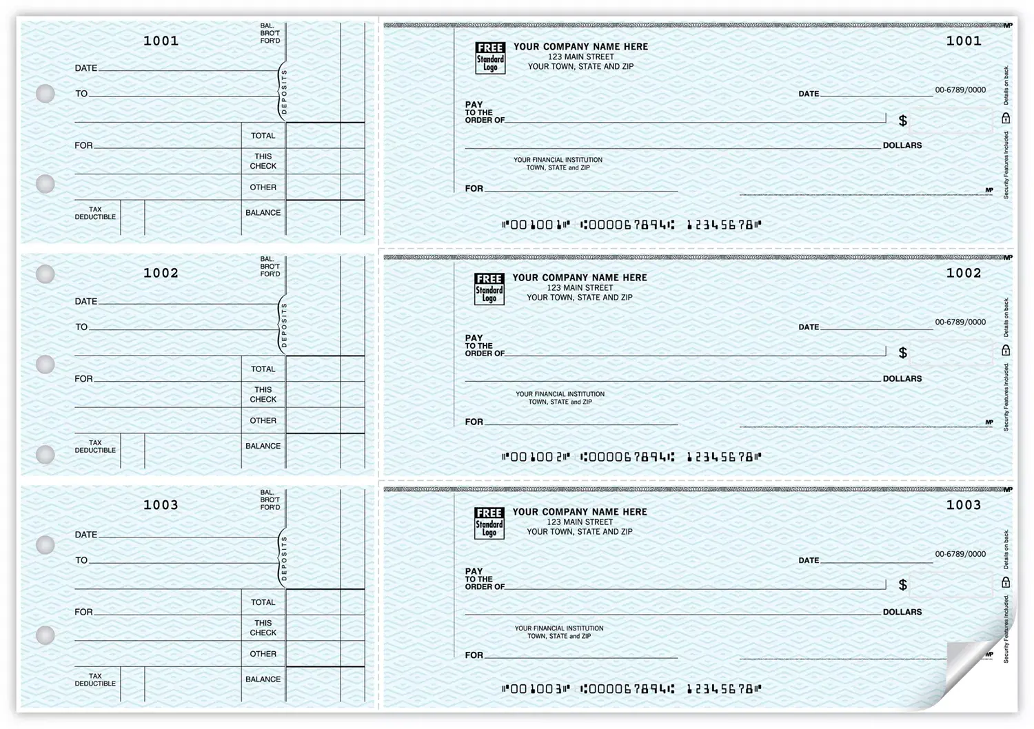 Custom 3-To-A-Page Business Checks - Counter Signature