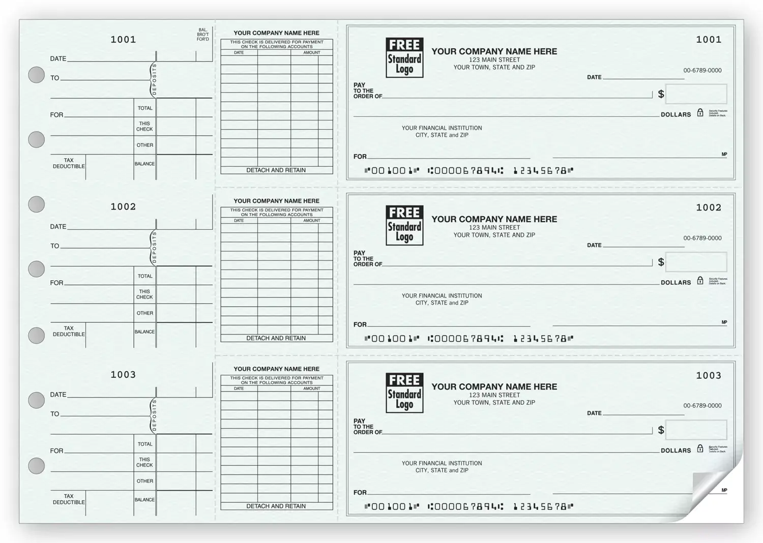 Custom 3-Per-Page Voucher Checks