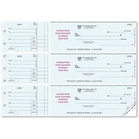 Custom 3-To-A-Page Checks with Choice of Voucher