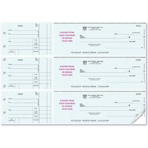 Custom 3-To-A-Page Checks with Choice of Voucher
