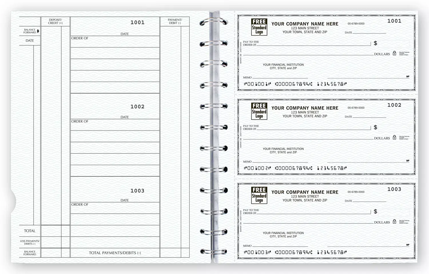 Custom 3-Per-Page Checks for 12 Ring Binders - Newport