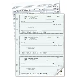 Duplicate 3-Per-Page Checks with Registers, Custom Printed