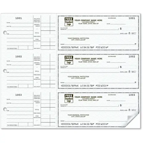 Custom 3-Per-Page Business Checks with Large Side Stub