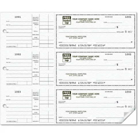 Custom 3-Per-Page Business Checks with Large Side Stub