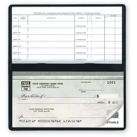 Compact Duplicate Business Checks, Green Marble Design