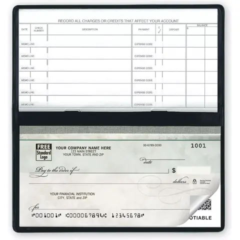 Compact Duplicate Business Checks, Green Marble Design